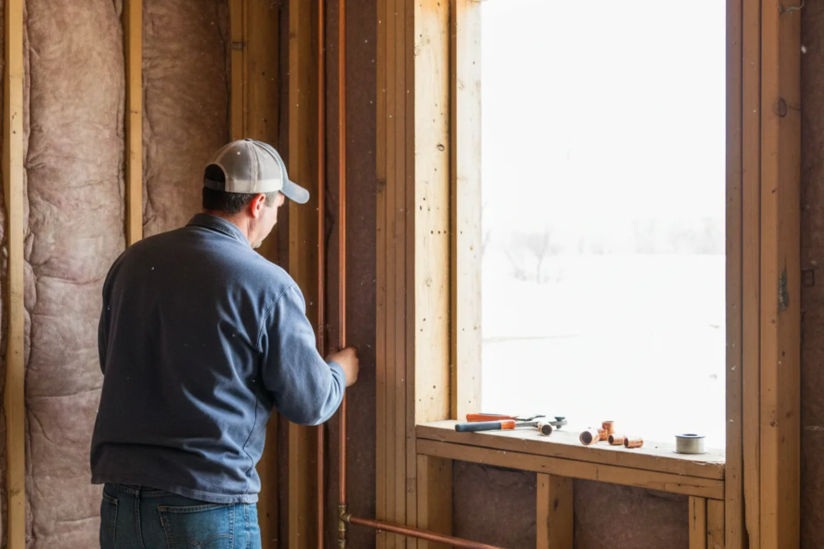 Licensed plumber running new copper supply lines in a Chicopee home