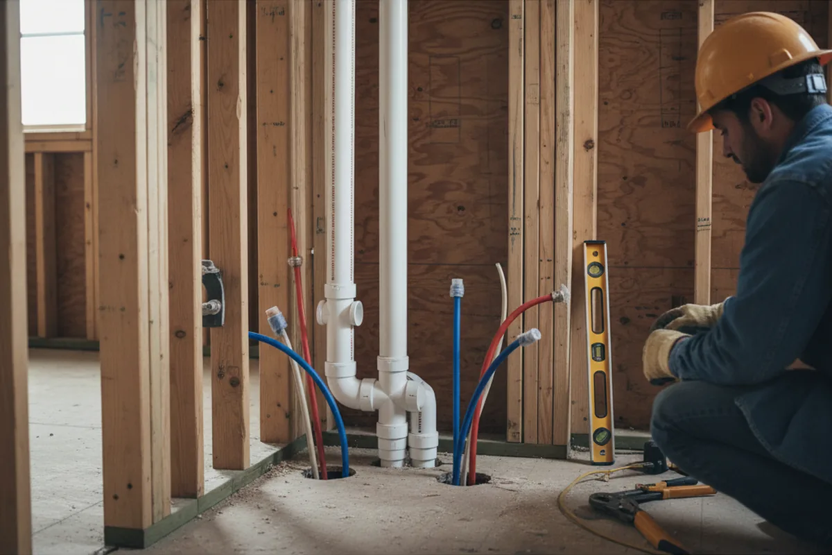 Drain and supply rough-in during Drain Cleaning in Chicopee